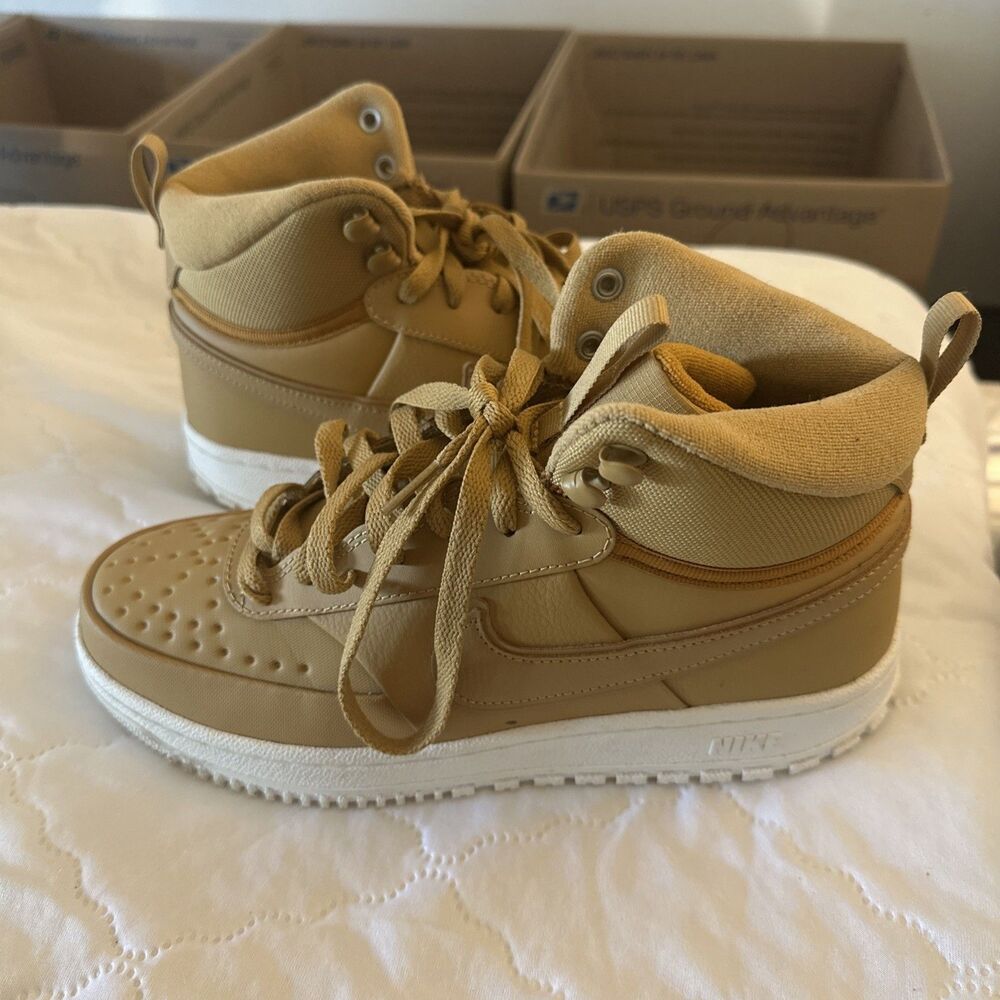 Mens Size 7.5 - Nike Court Vision Winter Mid Elemental Gold